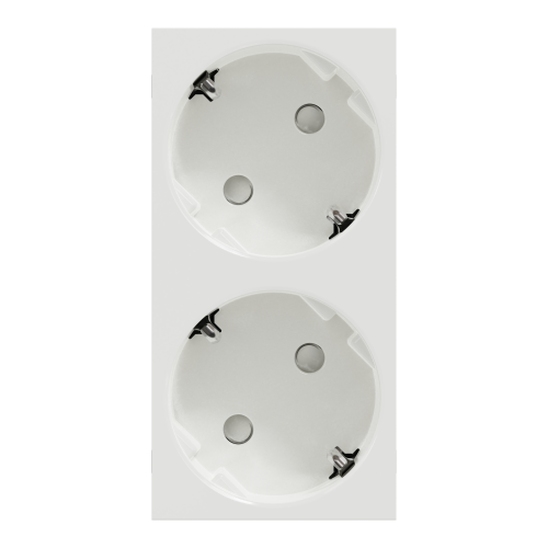 Priza schuko dubla fara surub cu obturatoare Unica alb 16A, Schneider