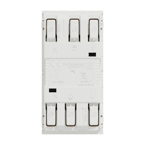 Priza schuko dubla fara surub cu obturatoare Unica alb 16A, Schneider
