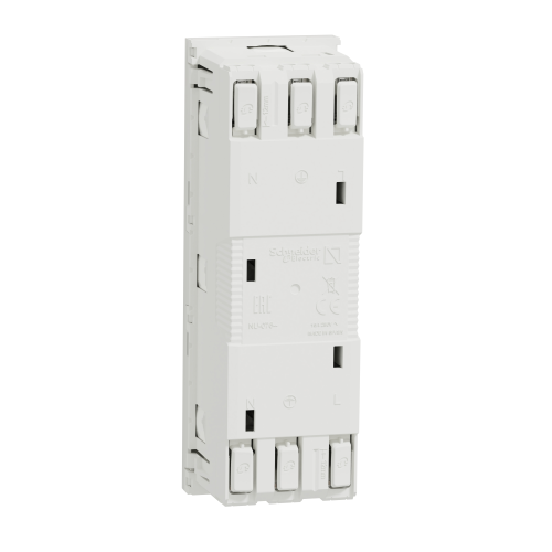 Priza schuko tripla fara surub cu obturatoare Unica alb 16A, Schneider