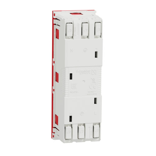 Priza schuko tripla fara surub cu obturatoare Unica rosu 16A, Schneider