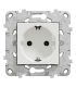 Priza schuko cu suport fixare si gheare Unica alb 16A, Schneider