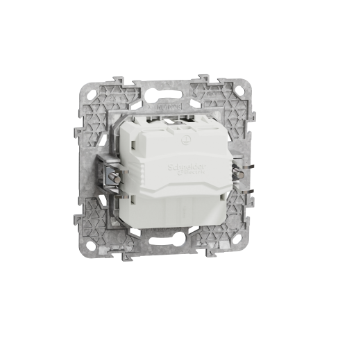 Priza schuko cu suport fixare si gheare Unica alb 16A, Schneider