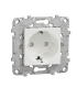 Priza schuko cu obturatoare +suport fixare si gheare Unica alb 16A, Schneider
