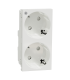Priza schuko dubla Unica alb antibacterian 16A, Schneider