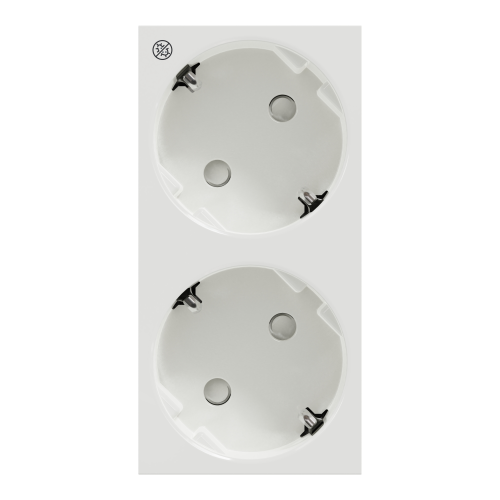 Priza schuko dubla Unica alb antibacterian 16A, Schneider