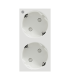Priza schuko dubla Unica alb antibacterian 16A, Schneider
