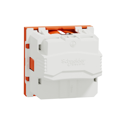 Priza schuko cu obturatoare Unica portocaliu 16A, Schneider