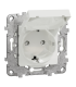 Priza schuko IP44 cu obturatoare si capac +suport fixare si gheare Unica alb 16A, Schneider