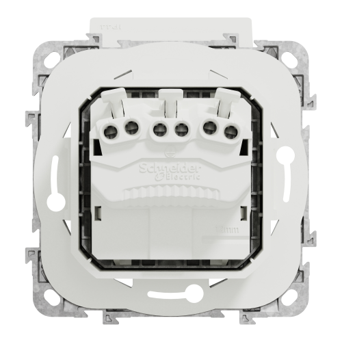 Priza schuko IP44 cu obturatoare si capac +suport fixare si gheare Unica alb 16A, Schneider
