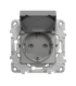 Priza schuko IP44 cu obturatoare si capac +suport fixare si gheare Unica aluminiu 16A, Schneider