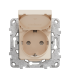 Priza schuko IP44 cu obturatoare si capac +suport fixare si gheare Unica bej 16A, Schneider