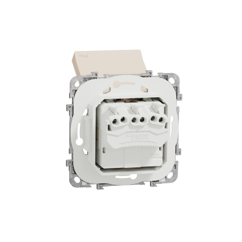 Priza schuko IP44 cu obturatoare si capac +suport fixare si gheare Unica bej 16A, Schneider