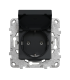 Priza schuko IP44 cu obturatoare si capac +suport fixare si gheare Unica antracit 16A, Schneider