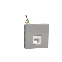 Priza telefon RJ12 Unica 2M aluminiu, Schneider