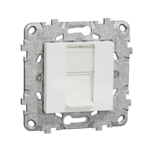 Priza RJ45 Cat 5E UTP cu suport fixare si gheare 2M alb, Schneider