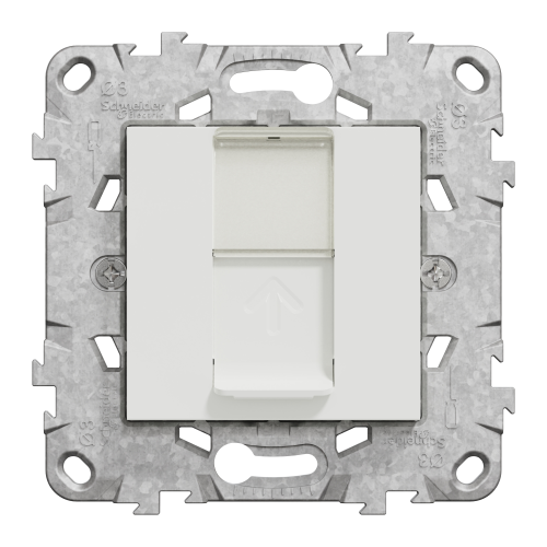 Priza RJ45 Cat 5E UTP cu suport fixare si gheare 2M alb, Schneider