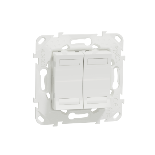 Intrerupator dublu cu revenire KNX + suport fixare Unica alb, Schneider