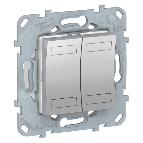 Intrerupator dublu cu revenire KNX + suport fixare Unica aluminiu, Schneider