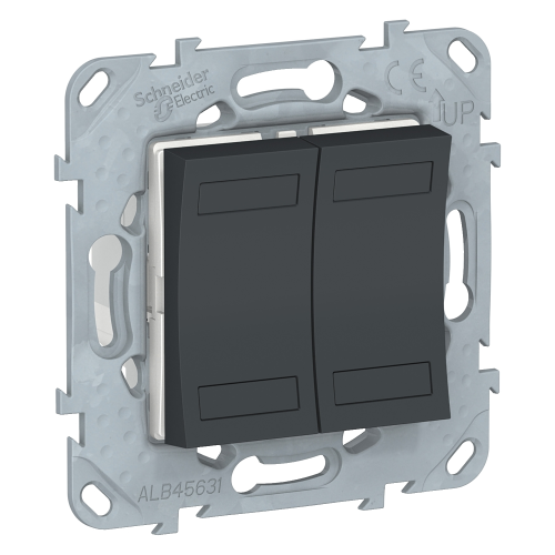 Intrerupator dublu cu revenire KNX + suport fixare Unica antracit, Schneider