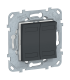 Intrerupator dublu cu revenire KNX + suport fixare Unica antracit, Schneider