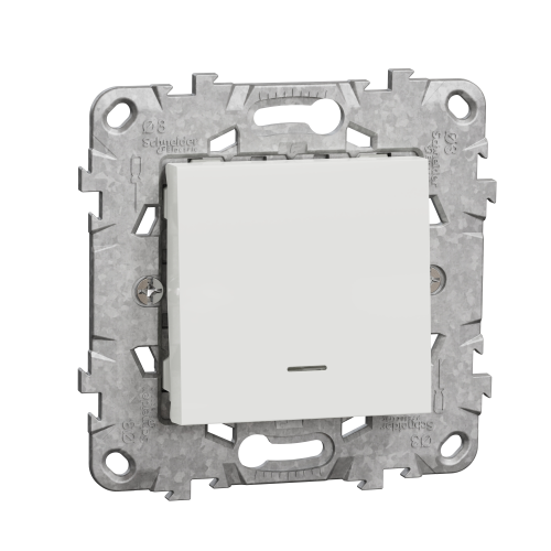 Intrerupator simplu + suport fixare si gheare cu LED Unica alb 10A, Schneider
