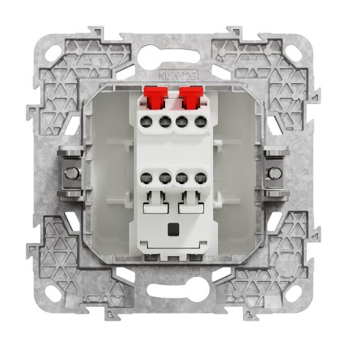 Intrerupator cruce + suport fixare si gheare Unica alb 10A, Schneider