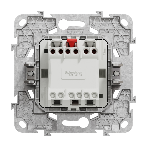 Intrerupator dublu + suport fixare si gheare cu LED Unica alb 10A, Schneider