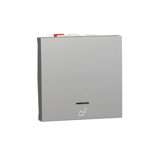 Intrerupator cu revenire simbol sonerie cu LED Unica 2M aluminiu 10A, Schneider