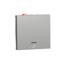 Intrerupator cu revenire simbol sonerie cu LED Unica 2M aluminiu 10A, Schneider