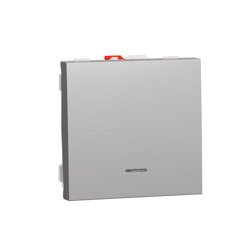 Intrerupator cu revenire cu LED Unica 2M aluminiu 10A, Schneider
