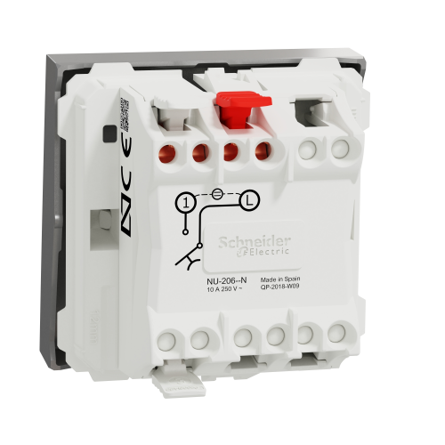 Intrerupator cu revenire cu LED Unica 2M aluminiu 10A, Schneider
