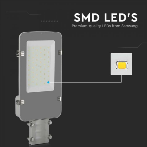 Lampa stradala LED Cip Samsung 30W 4000K gri, V-TAC