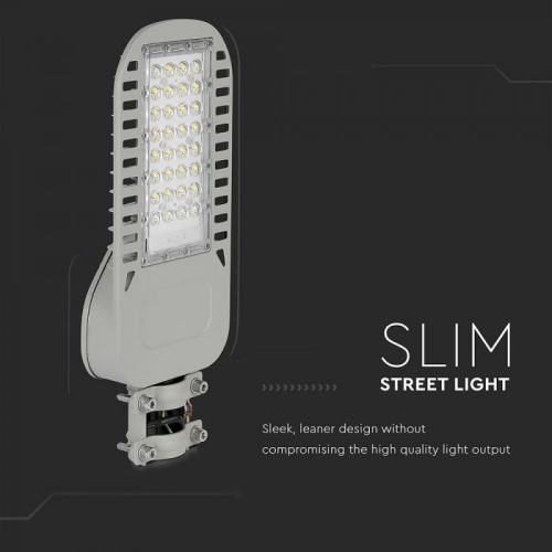 Lampa stradala LED Cip Samsung 50W 6500K 135 lm/W gri, V-TAC