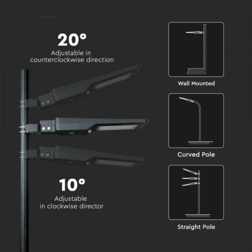 Lampa stradala solara 40W 4000K negru, V-TAC