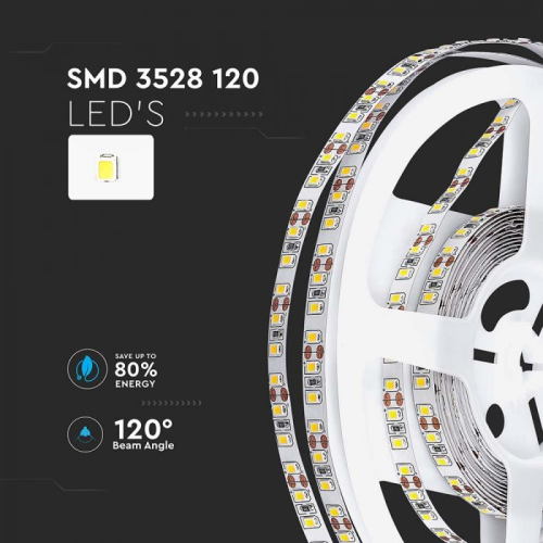 Banda LED alb 12V 8W/m 3000K, V-TAC