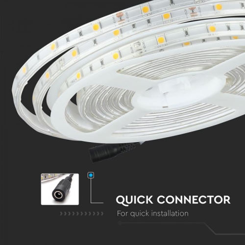 Banda LED IP65 alb 12V 6W/m 4000K, V-TAC
