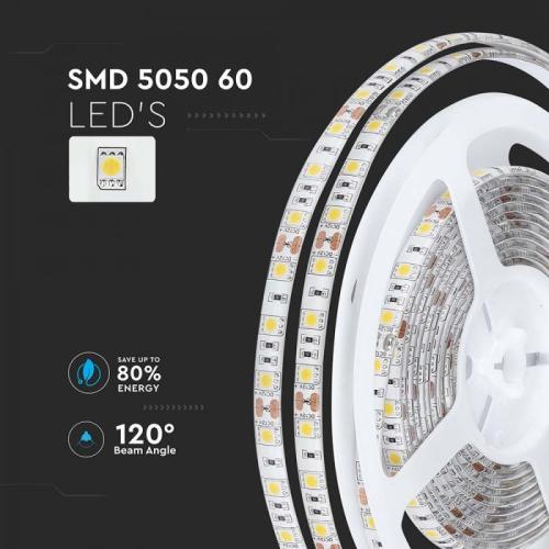 Banda LED IP65 alb 12V 11W/m 3000K, V-TAC