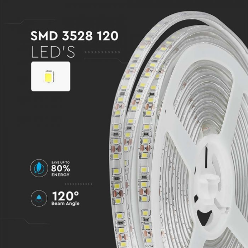 Banda LED IP65 alb 12V 8W/m 3000K, V-TAC