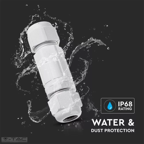 Conector imbinare cablu IP68 alb, V-TAC