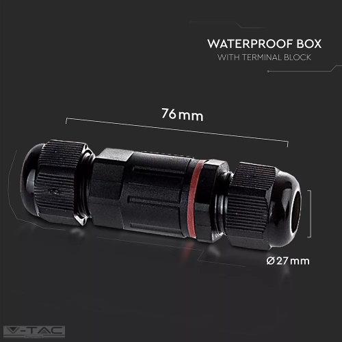 Conector imbinare cablu IP68 negru, V-TAC