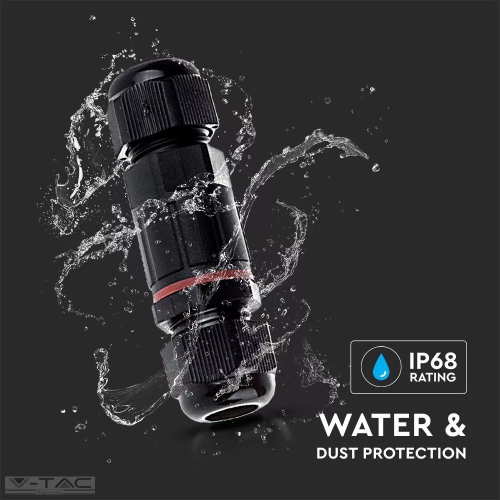 Conector imbinare cablu IP68 negru, V-TAC