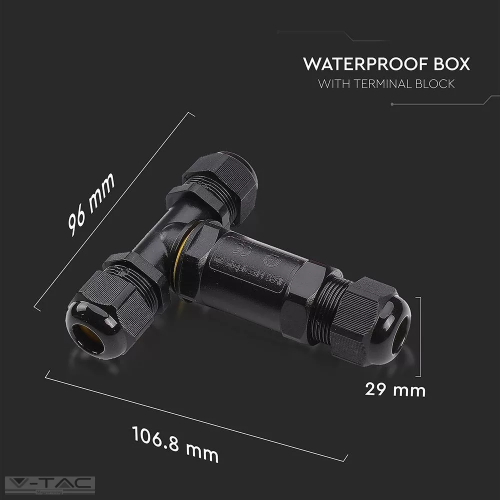Conector imbinare cablu tip T 8-12mm IP68 negru, V-TAC